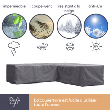 Housse d'extérieur pour salon en L - 215x215x70cm