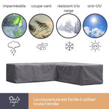 Housse d'extérieur pour salon en L - 250x250x70cm
