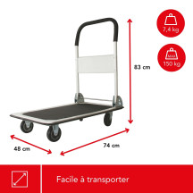 Chariot plate-forme - 74 x 48 cm - charge max. 150 kg