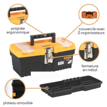 Boîte à Outils à Fermetures Métalliques - 320 x 155 x 139 mm - 6,8 L
