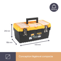 Boîte à Outils à Fermetures Métalliques - 413 x 212 x 186 mm - 16,2 L