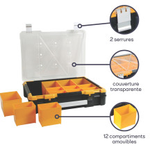 Coffre de rangement en plastique avec bacs amovibles - 490x420x115 mm - 23 L