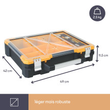Coffre de rangement en plastique avec bacs amovibles - 490x420x115 mm - 23 L